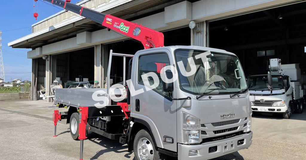 ユニック6段クレーン中古No107　H28いすゞエルフ アルミブロック全低床ワイドロング3t車　高年式低走行！6段ユニックML規制なし！