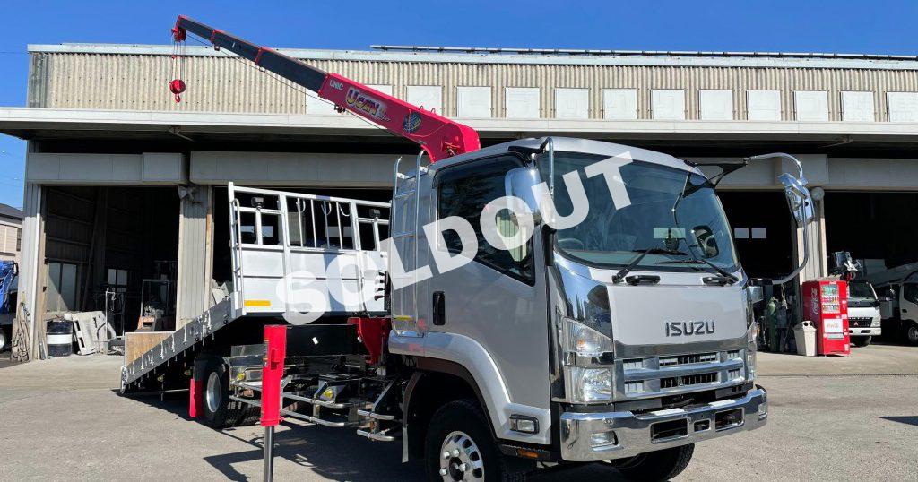 クレーン付セルフローダー中古No33 ユニック4段クレーン付重機運搬車 H21いすゞフォワード