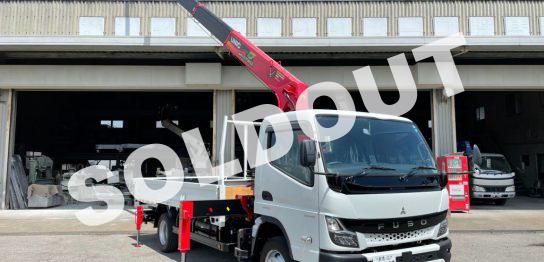 ユニック6段クレーンNo108　新車三菱キャンター全低床ワイド超ロング3t車　ユニック新品架装！