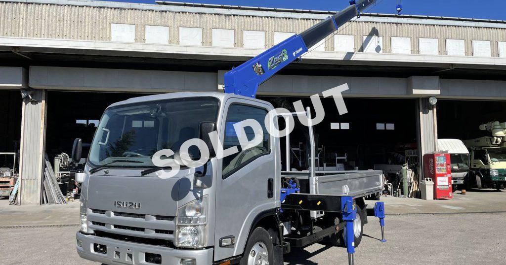 ユニック6段クレーン中古No112　H23いすゞエルフ ワイドロング 高積載3.2t車　低走行！6段クレーンML規制なし！