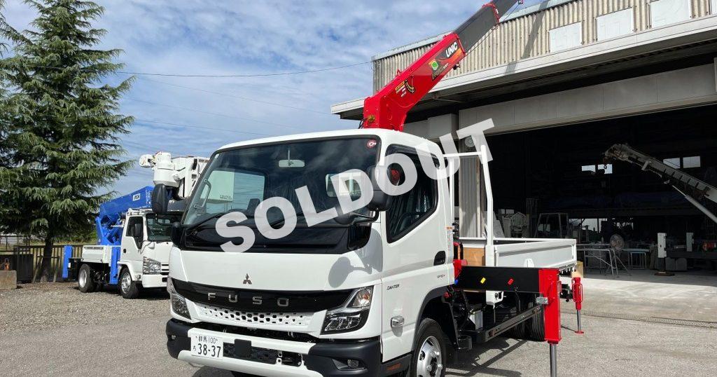 ユニック6段クレーンNo114　新車三菱キャンター全低床ワイド超ロング3t車　ユニック新品架装！