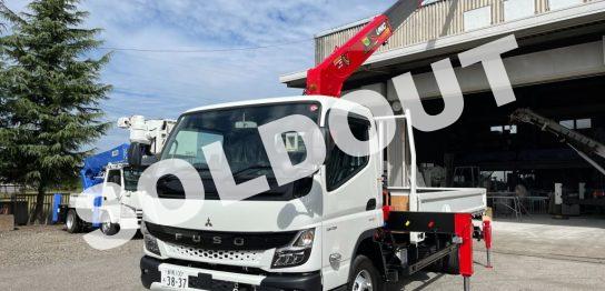 ユニック6段クレーンNo114　新車三菱キャンター全低床ワイド超ロング3t車　ユニック新品架装！