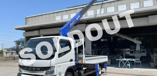 タダノ6段クレーンNo117　新車三菱キャンター全低床ワイド超ロング3t車　タダノ6段クレーン新品架装！