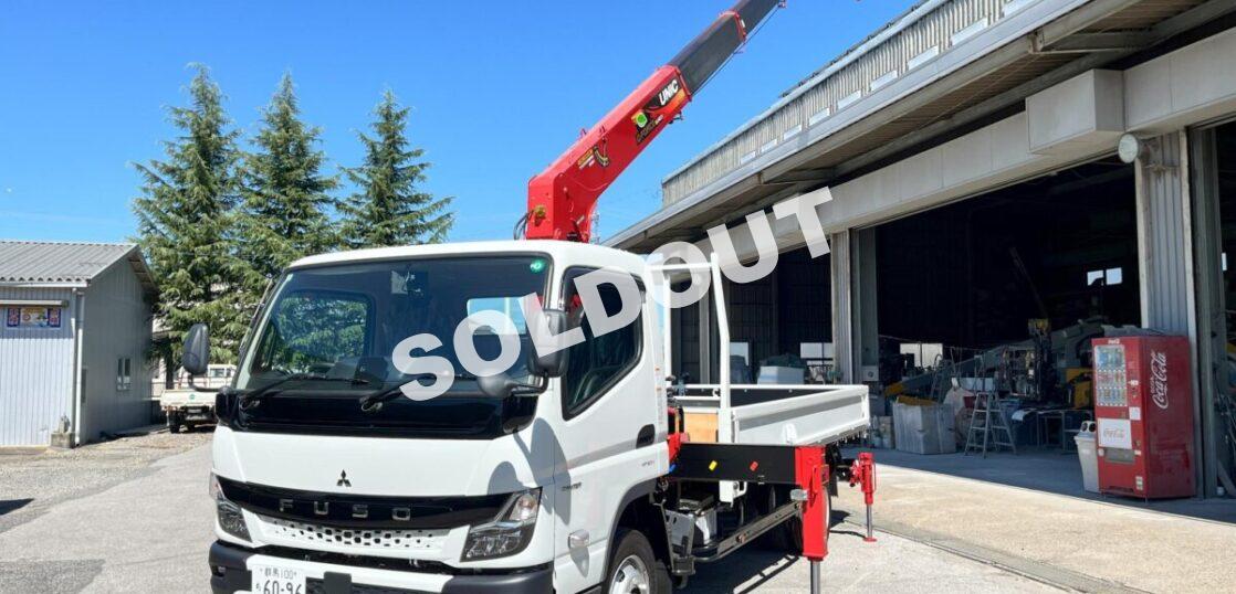 ユニック6段クレーンNo118　新車三菱キャンター全低床ワイド超ロング3t車　ユニック新品架装！