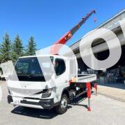 ユニック6段クレーンNo118　新車三菱キャンター全低床ワイド超ロング3t車　ユニック新品架装！