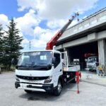 ユニック6段クレーンNo119　新車三菱キャンター全低床ワイド超ロング3t車　ユニック新品架装！